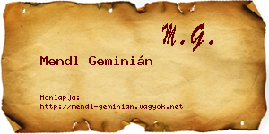 Mendl Geminián névjegykártya